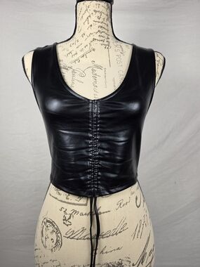 Urban Renewal Remade Faux Leather Cinched Crop Top – S